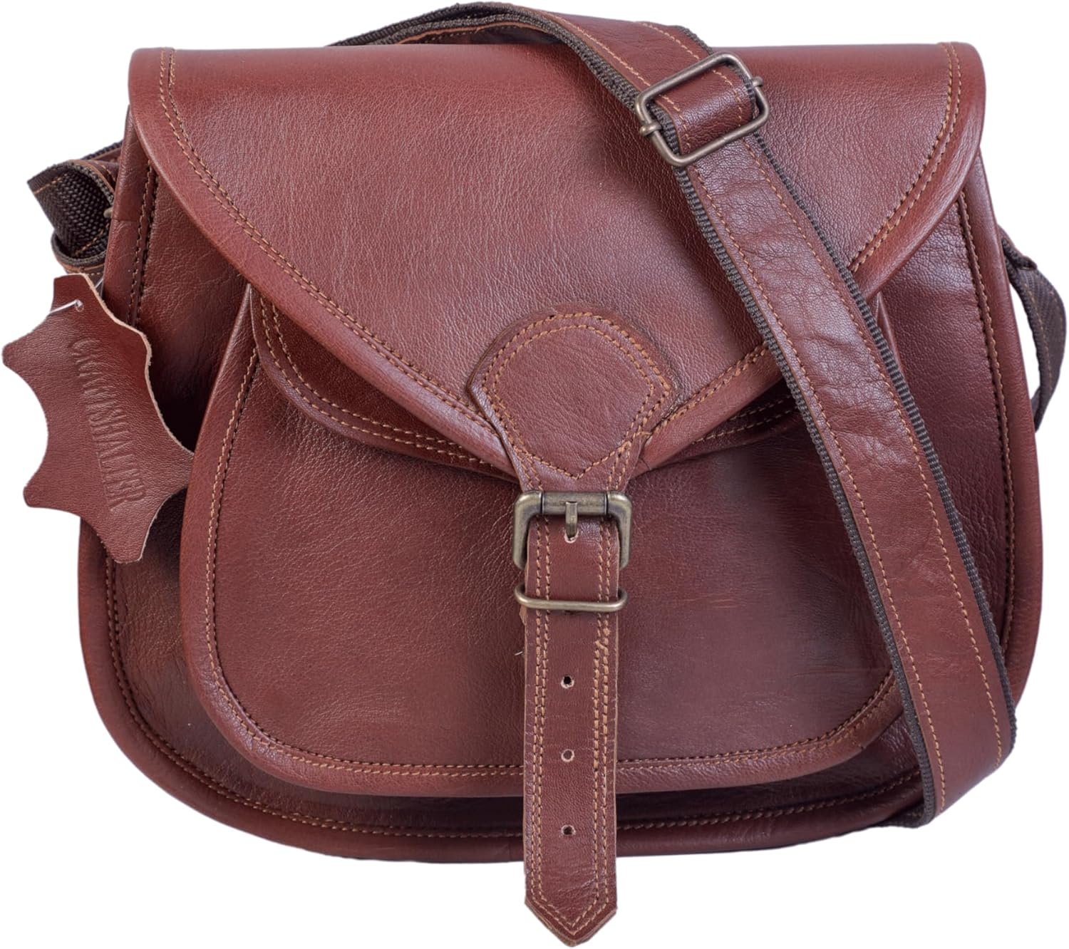 Premium Leather Vintage Crossbody Satchel Bag, Brown Handcrafted Purse, Adjustable Strap, Leather Woman Purses And Lightweight Travel Purse