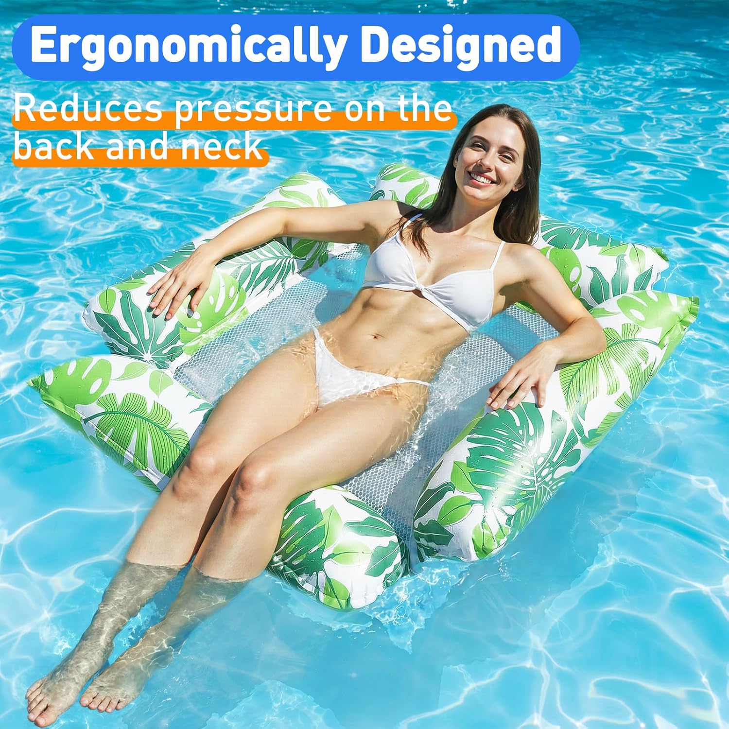 Korlon Inflatable Pool Floats Adult, 2Pack/1Pack 4-in-1 Pool Hammock Float Chair, Inflatable Hammock Floaties for Adults for Summer Lake Rafting, Swimming Pools, and Lake Beach Parties