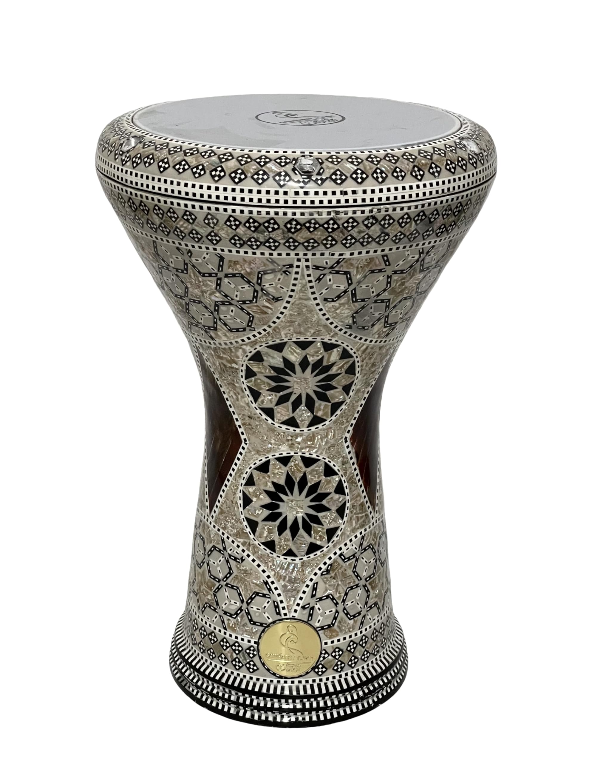 Novità Gawharet El Fan 17" Drum Darbuka tabla doumbek strumento musicale in madreperla egiziano fatto a mano con borsa (Sea Star 43,2 cm)