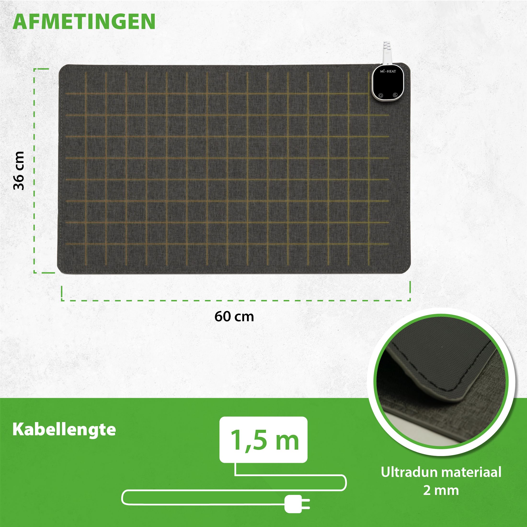 Hojalis Verwarmde bureauonderlegger, 6-standen-temperatuurinstelling en 4 uur automatische uitschakeling, tafelonderlegger, 80 x 33 cm, touch-bediening, geavanceerde editie, kantoor, studenten (grijs