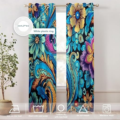 Vista 84 de Shrahala Ethnic Geometric Tribal Kitchen Valances Half Window Curtain, Native American Navajo Tribal Design Print Kitchen Valance for Window Ink