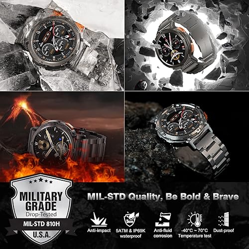 Miniatura 2 de AMAZTIM Relojes inteligentes para hombres, batería extra larga de 60 días, resistente al agua hasta 164.0 ft, llamada Bluetooth militar