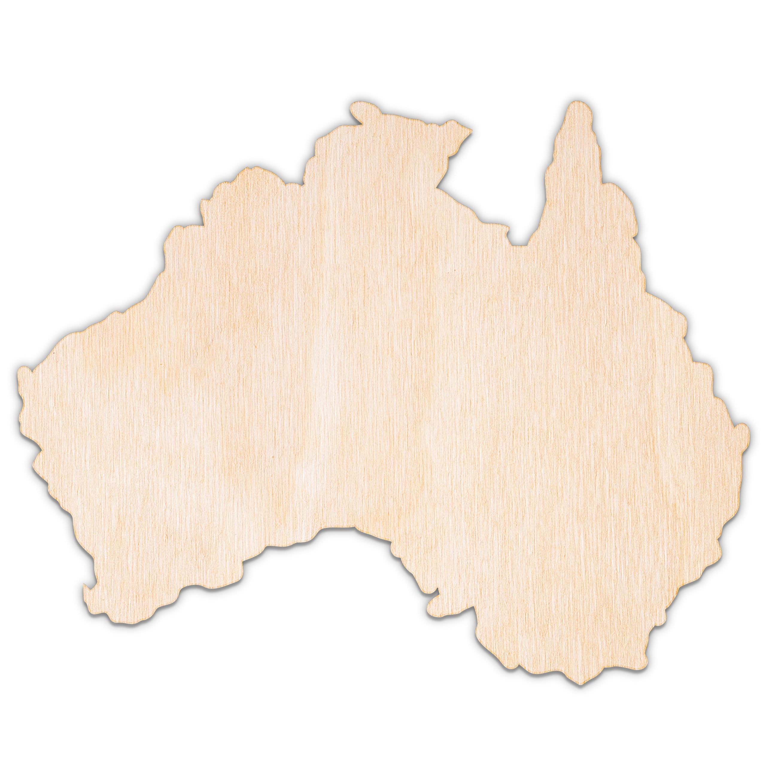 Creative Deco Personalised Wooden Plywood/MDF Cutout Shape Continent | Australia | Size 5-60cm | 3mm Thickness | Laser Cut Wall Decoration Decoupage