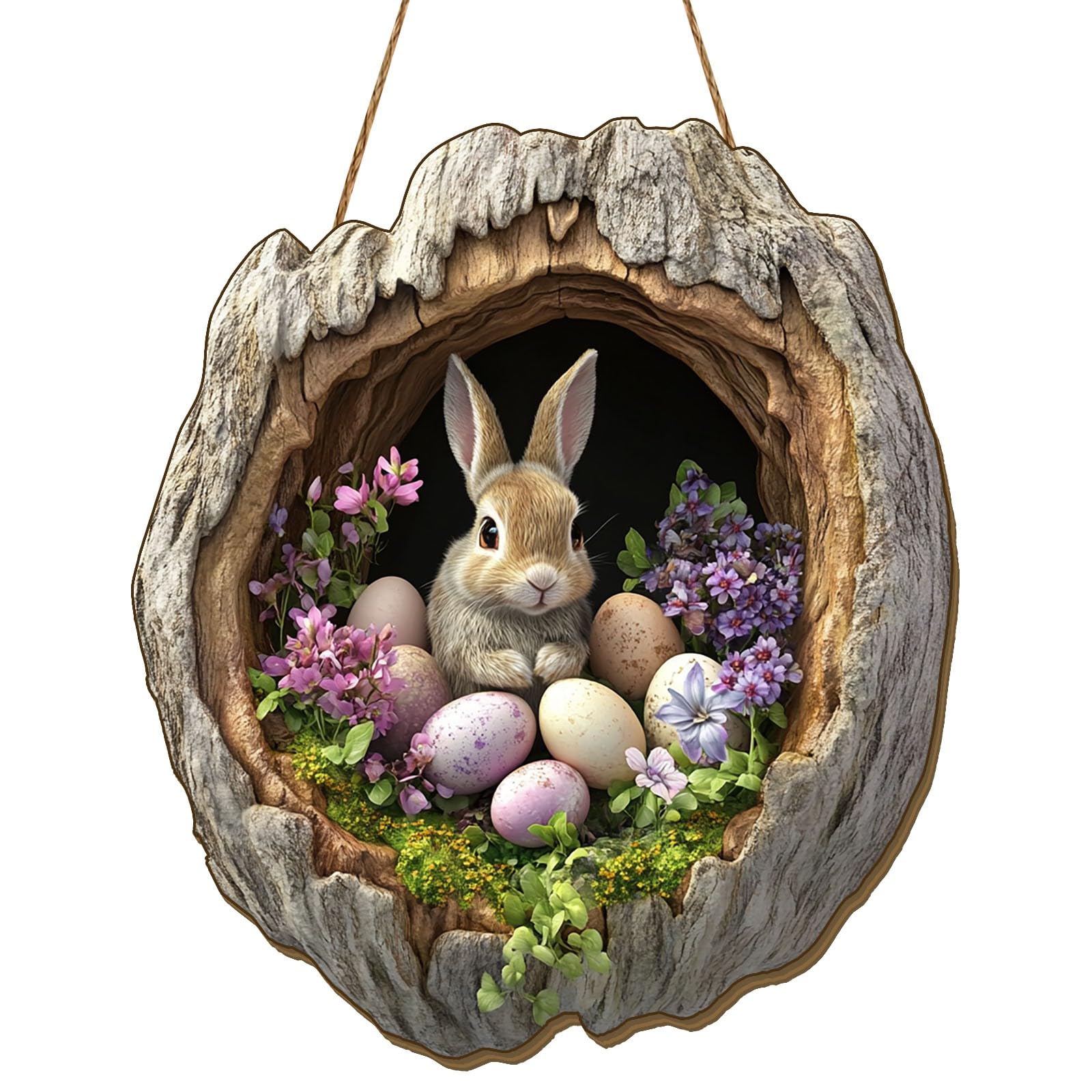 Türkranz Ostern Türschild Ostern Haustür Osterkranz Frühling Oster Außen Innen Türdeko zum Aufhängen Osterdeko Fenster Hängend Osterschmuck Holz Osterhase Deko Modern Frühlingsdeko Draussen (#21) Küche, Haushalt & Wohnen