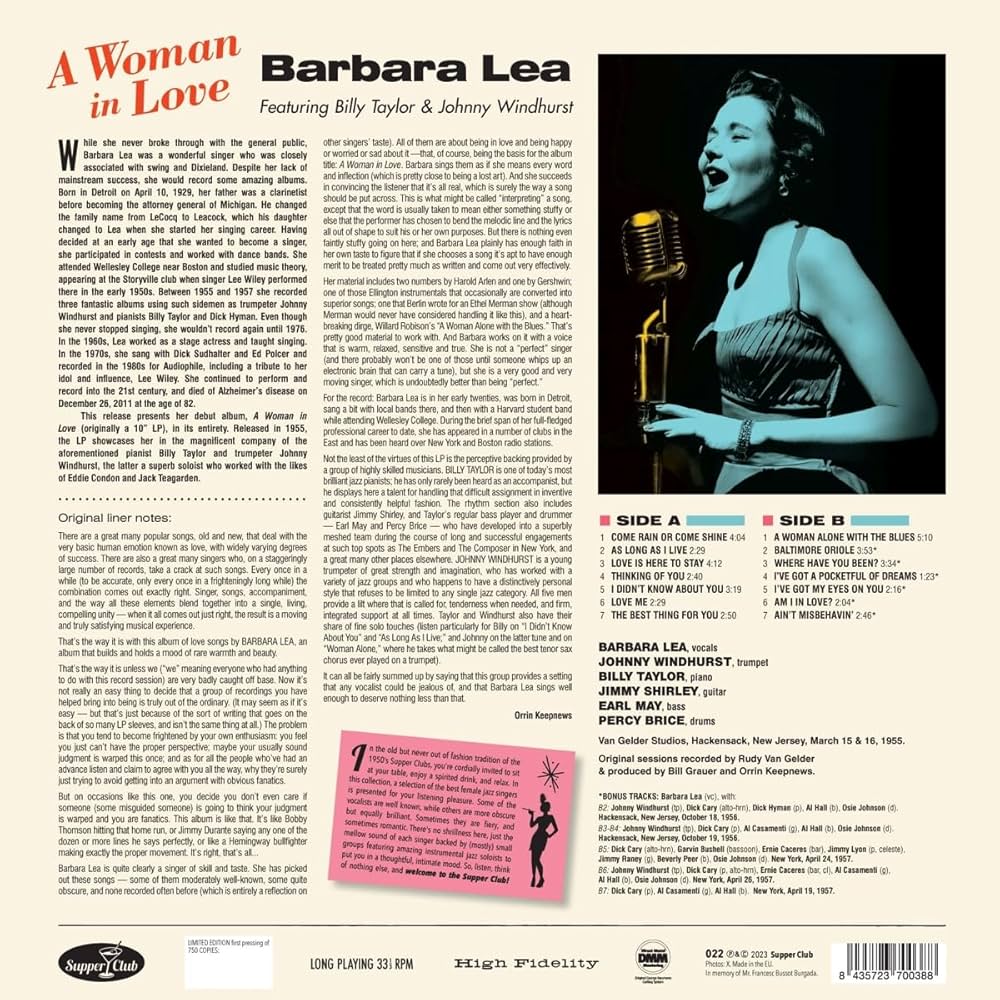 その他 TEST PRESS Barbara Lea Johnny Windhurst Barbara Lea – Barbara Lea With The Johnny Windhurst Quintets