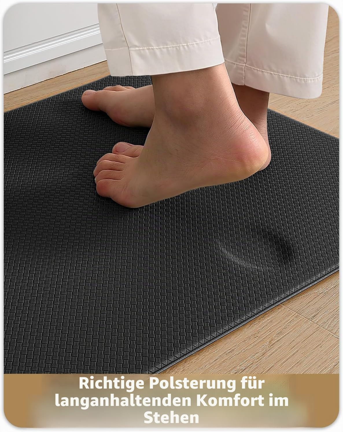 COLOR&GEOMETRY Küchenläufer 44x200CM rutschfest PVC-Material wasserfest ölbeständig Gummirücken Küchenmatte Schwarz