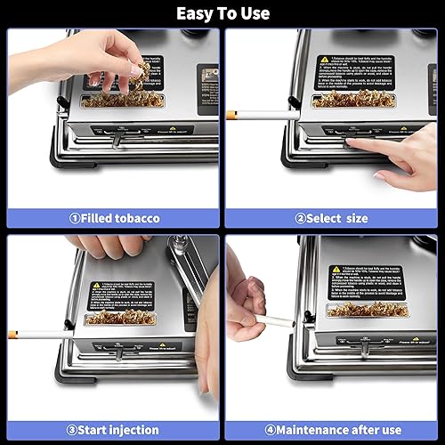 Miniatura 6 de ROWISE Máquina de laminación de cigarrillos, inyector manual de cigarrillostabaco, máquina de inyección de rodillo de cigarrillos de plata para