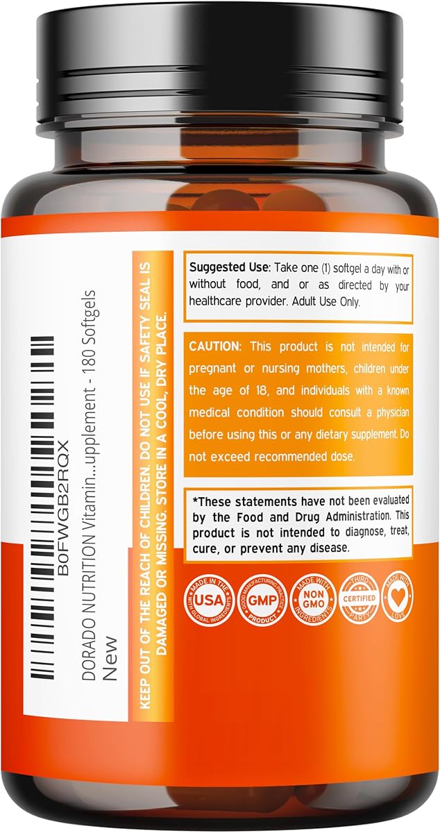 Vitamin D3 and K2 with Vitamin C - 5000IU + 100mcg - 180 Softgels by NutraChamp - Vegan, Non-GMO & Soy Free view 3