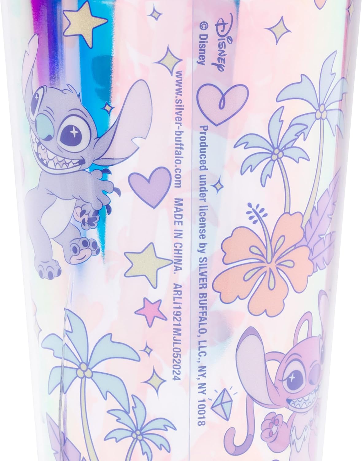 Silver Buffalo Disney Lilo and Stitch Tropical Plastic Cold Cup with Lid and Straw Topper Featuring Stitch and Angel, 24 Ounces - Image 5