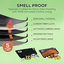 Small Smell Proof Bag 6 x 4, Smell Proof Container, Dog Tested Odor resistant Bag, Best Zipper Odor sealing Pouch Herbs and coffee, Money Organizer & Travel Medicine Bag, Scent resistent Containers