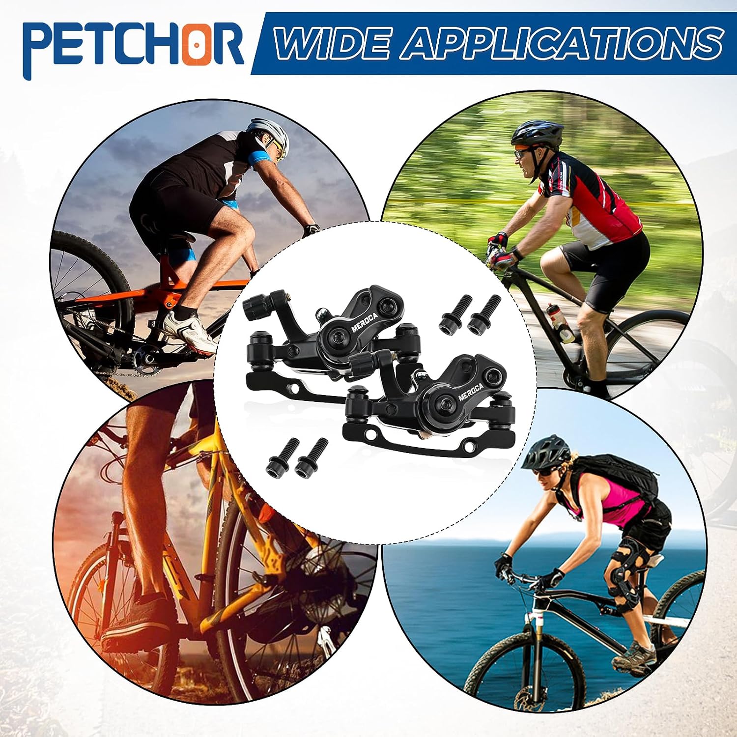 Mechanical Disc Brake Set, Front & Rear Calipers for MTB/Road Bike | Aluminum Alloy Dual Piston Design with Mounting Adapter. Includes 1 Pair: F160/R140 Front Brake, F180/R160 Rear Brake