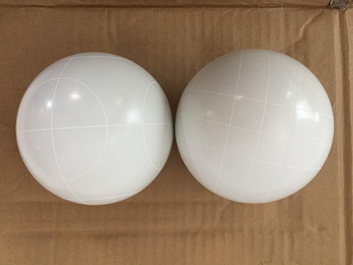 BuyBocceBalls Listing - Pack of 2 Listing - Replacement Bocce Balls - 107mm - White with 2 Different Scoring Patterns