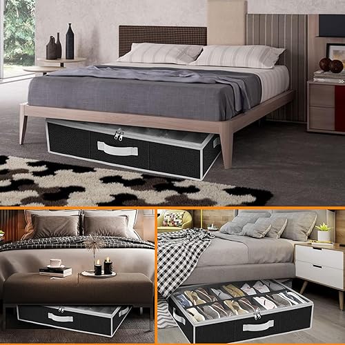 Miniatura 4 de Organizador de almacenamiento de zapatos debajo de la cama para armario, contenedor extra grande para zapatos debajo de la cama, paquete de 2