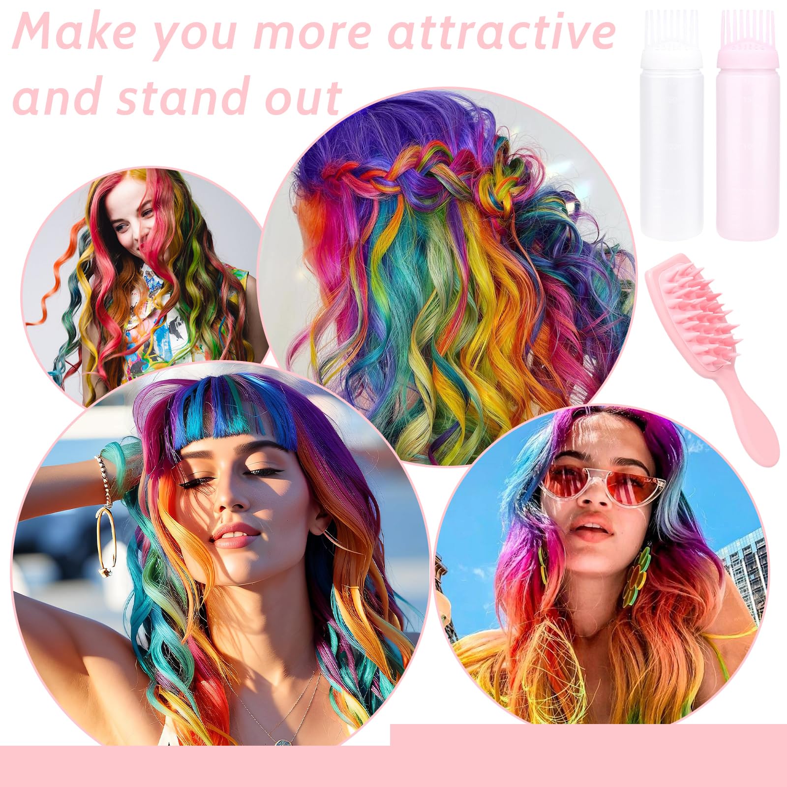 Applicateur Huile Cheveux, 2 Pièces Pinceau Coloration Cheveux, Flacons Applicateurs en Plastique, Peigne de Racine Applicateur, Bouteille de Teinture pour Cheveux avec Brosse