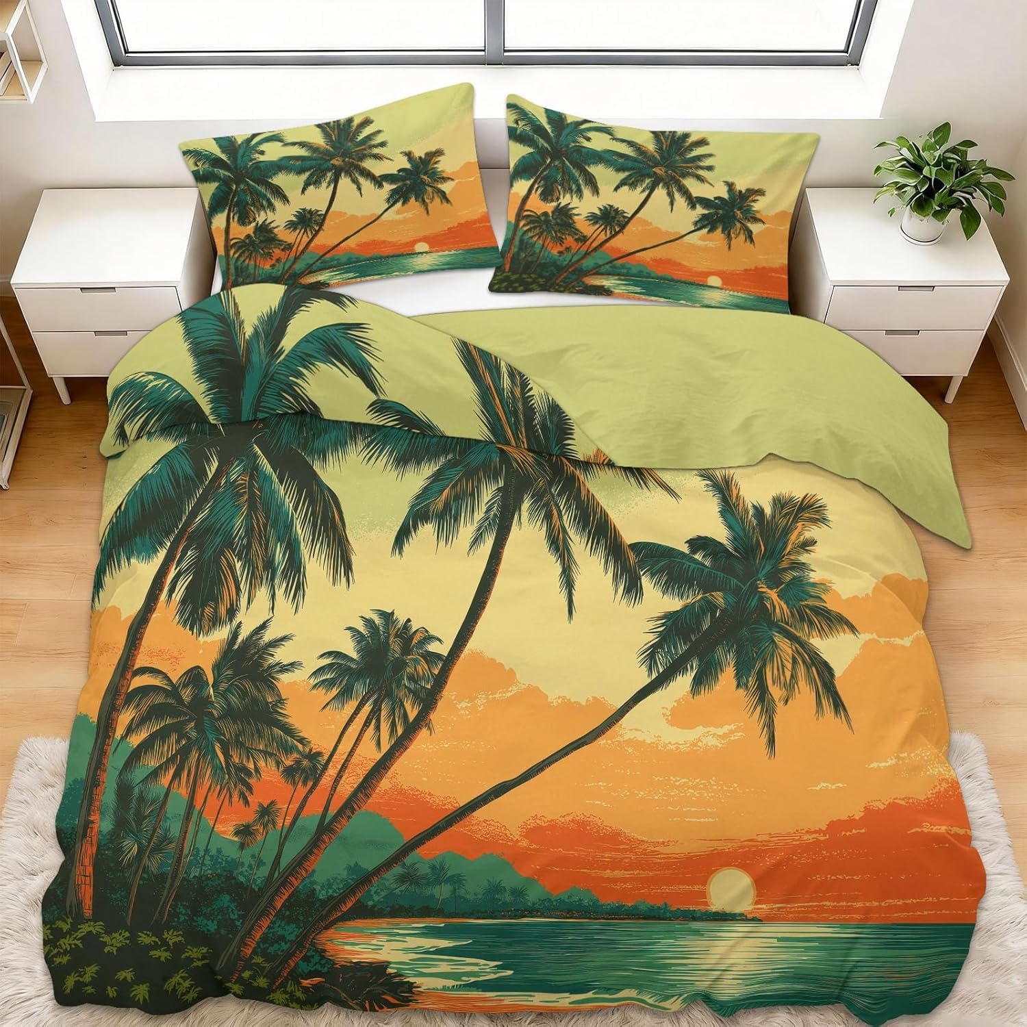 Housse de couette cocotiers tropicaux pour transformer votre chambre en oasis