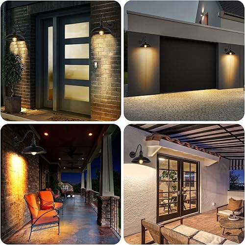 Miniatura 4 de Lámparas de granero para exteriores, 12.5 pulgadas de diámetro, del atardecer al amanecer, iluminación exterior de granja para casa con parte