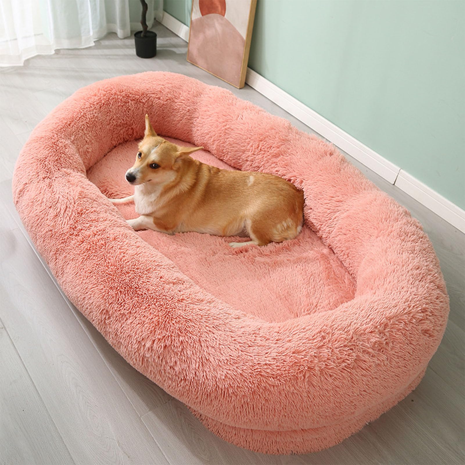 MEOYCHB Cama para Perros Humanos para Adultos,Cama Larga para Perros De Tamaño Humano,Cubierta Extraíble,Lavable,Impermeable,diseño Ortopédico(Size:190x115x35CM,Color:Rosa)