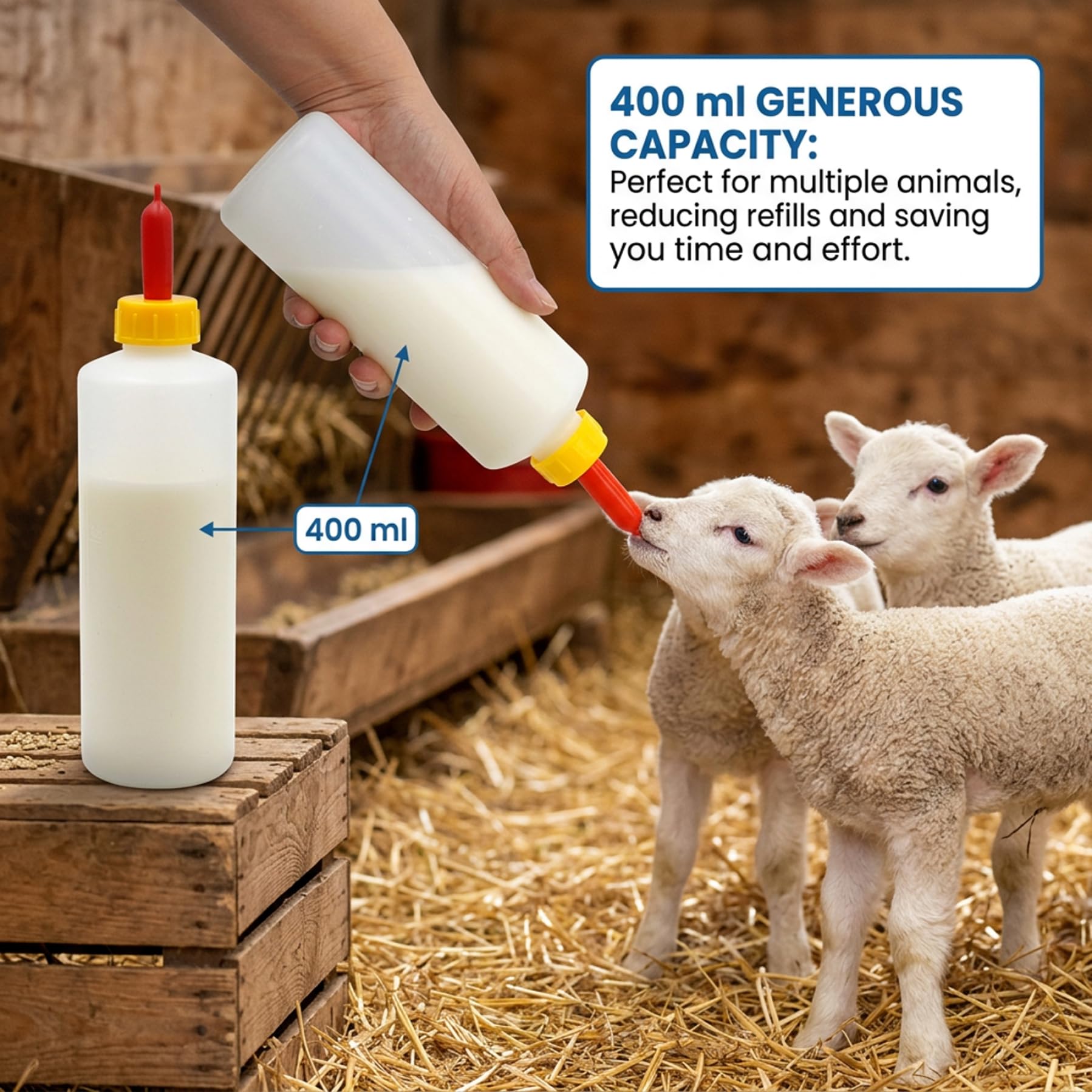 5 pièces biberon de chèvre 400 ml biberons de chèvre pour nourrir les bébés chèvres biberon d'agneau avec tétines remplacement pour nourrir le bétail veau d'agneau mouton, biberons pour bébé