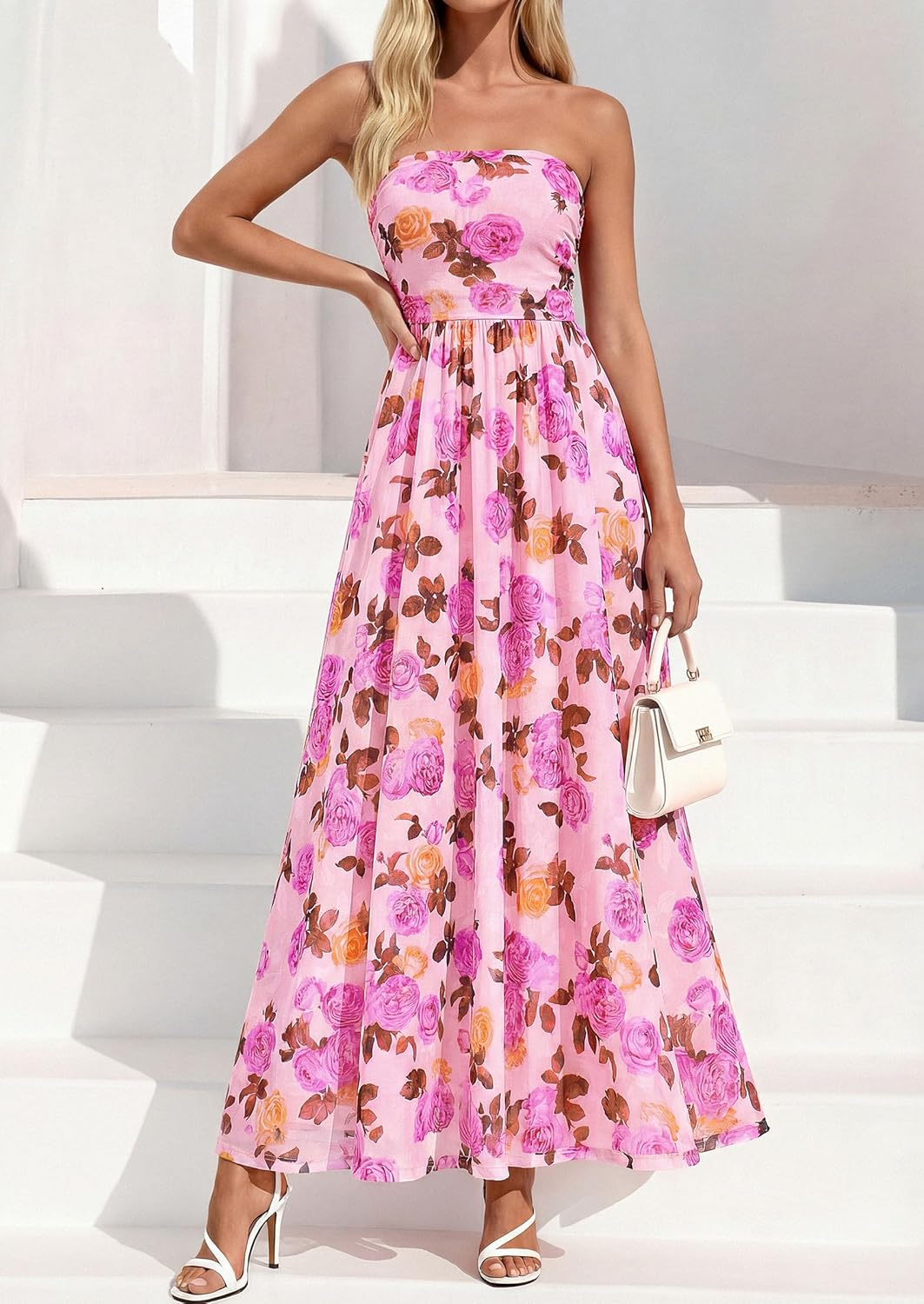 PRETTYGARDEN Womens Boho Maxi Dress 2026 Summer Floral Tube Strapless Spring Wedding Guest Cocktail Long Dresses - Image 7