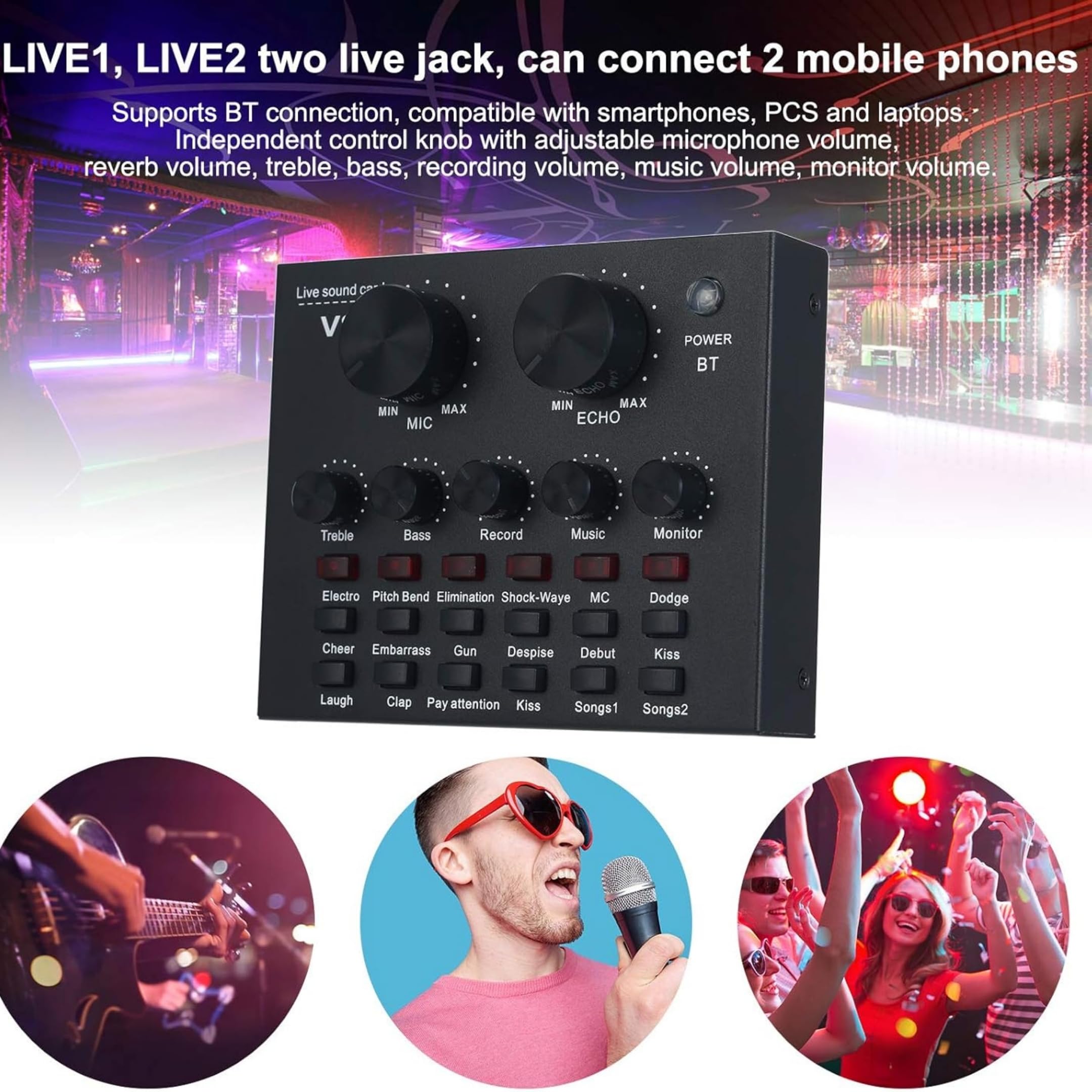 V8 Live Sound Card – Professional Audio Mixer | Voice Changer