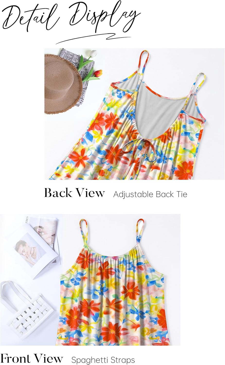 OFEEFAN Summer Dresses for Women 2026 Backless Cami Maxi Sundresses Spaghetti Strap Beach Vacation Clothes Swimsuit Coverup thumbnail