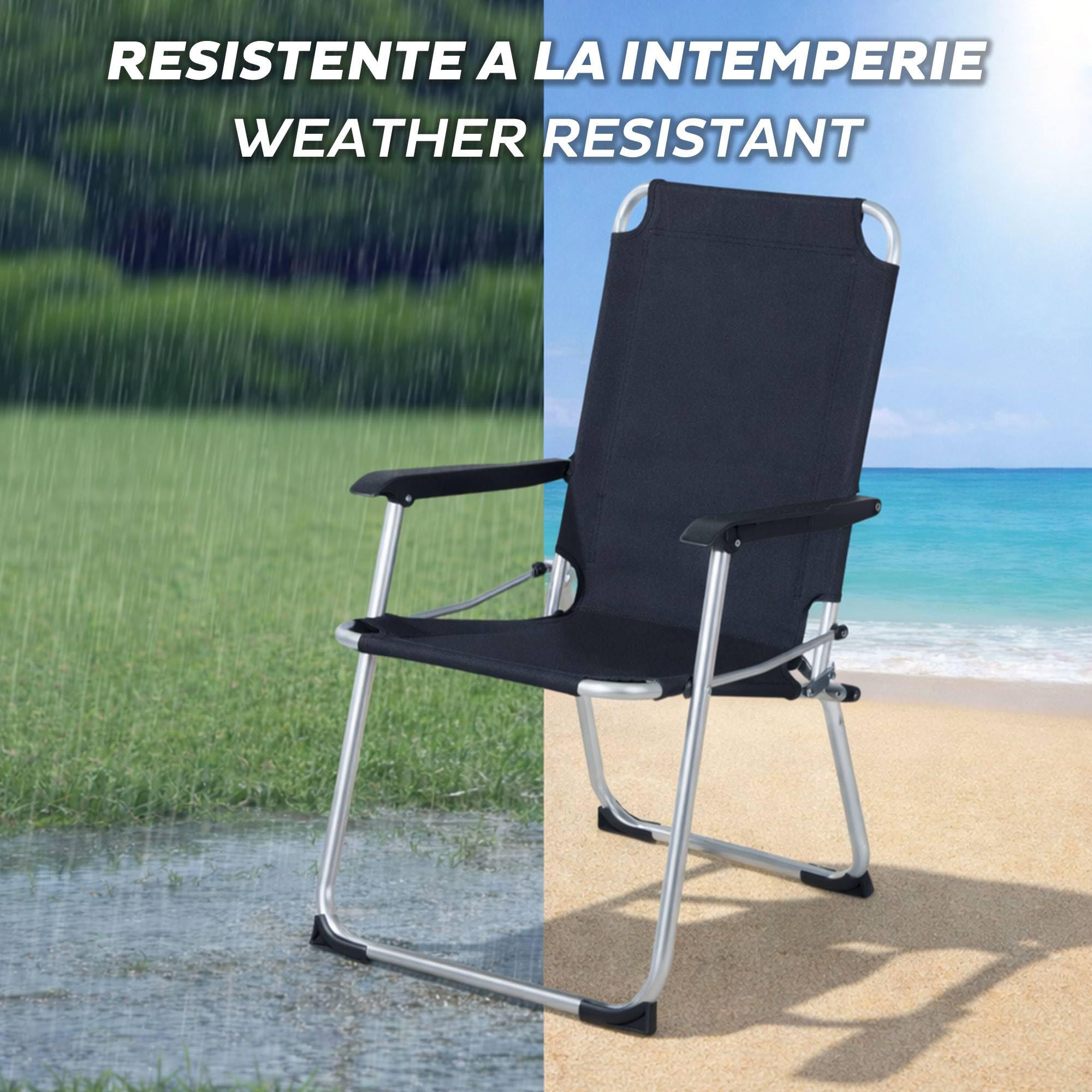 Well Home Silla Plegable de Camping/Playa 53x54x90cm Aluminio con Refuerzo Interior de Acero, poliéster 600D Azul Muy Oscuro, Asiento 44cm hasta 110kg