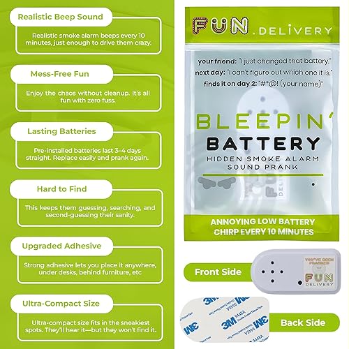 Miniatura 2 de FUN delivery: Bleepin' Batería Oculta Molesto Humo Alarma Pitido Broma Broma Sonido Mordaza