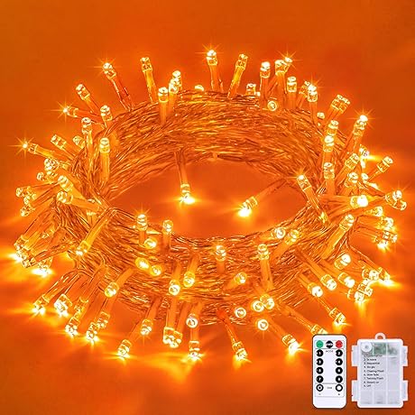 JMEXSUSS Orange Battery Operated String Lights for Halloween