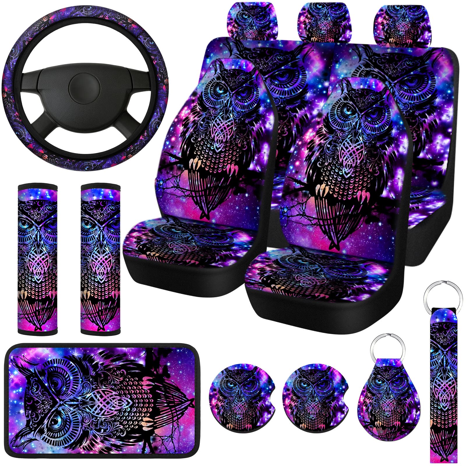 BDK Purple Butterfly Car Seat Covers Set With Floor Mat & Steering Wheel Cover