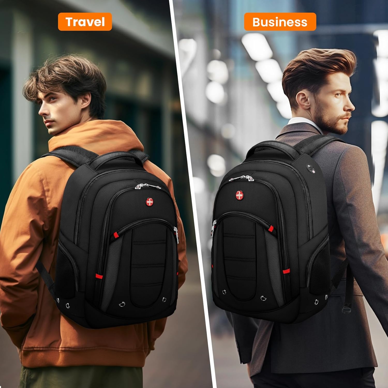 CROSSGEAR Large Travel Laptop Backpack 17.3" Water-resistant Daily Backpacks Durable Business Computer Bookbag Office Laptop Bag with USB Charging Port Best Gift for Men Traveler Essentials - Image 7