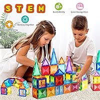 Vista 6 de TOKBLOK 64 piezas de azulejos magnéticos de diamante transparente, bloques de construcción educativos STEM para niños y niñas de 3 a 6 años Ideal