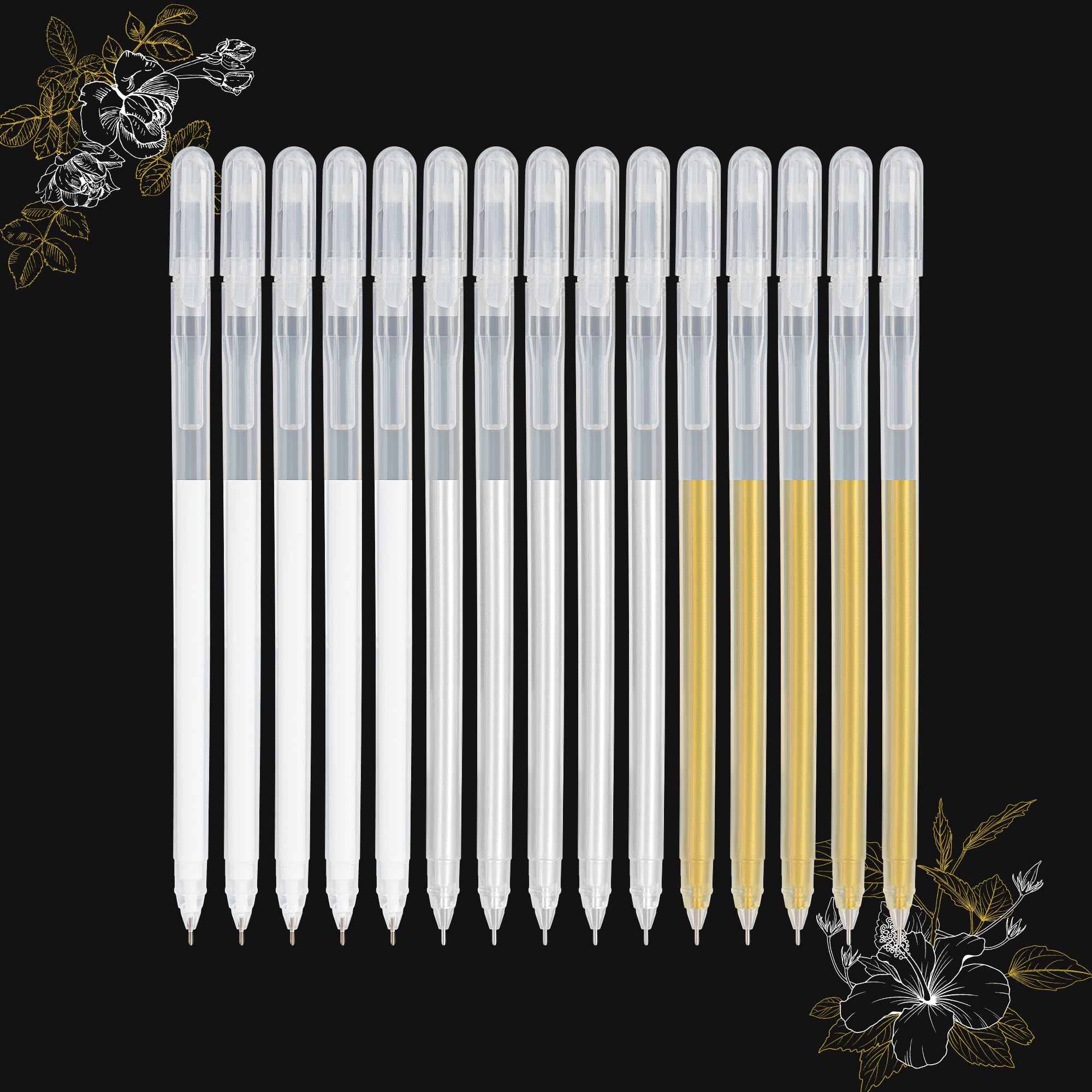 SMOOTHERPRO Penne di Inchiostro Gel Bianco Oro Argento Penna da disegno con fodera per belle arti da 0,6 mm per schizzi di disegni su carta nera scura 18 pezzi (GWS06-18)