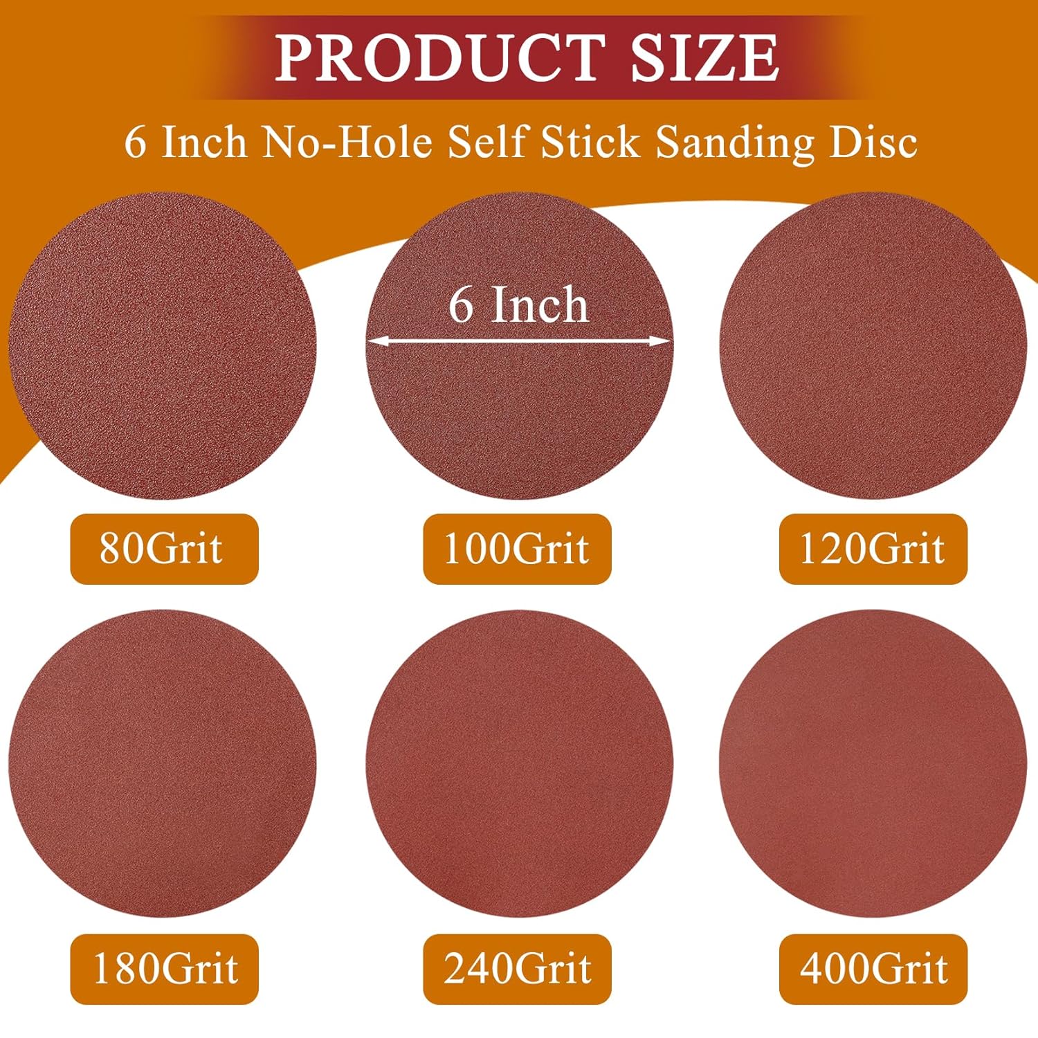 ONLYFU 55PCS 4 x 36 Inch Alumina Sanding Belts (80/120/150/240/400 Grits) with 6 Grits 6-Inch Self Stick No Hole Sanding Disc for Aluminum Oxide Sanders, Sandpaper for Wood Metal Stainless Steel