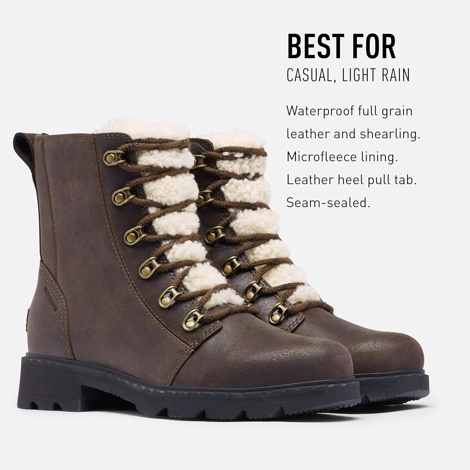Sorel Women's Lennox Lace Cozy Boot - Rain - Waterproof - Blackened Brown