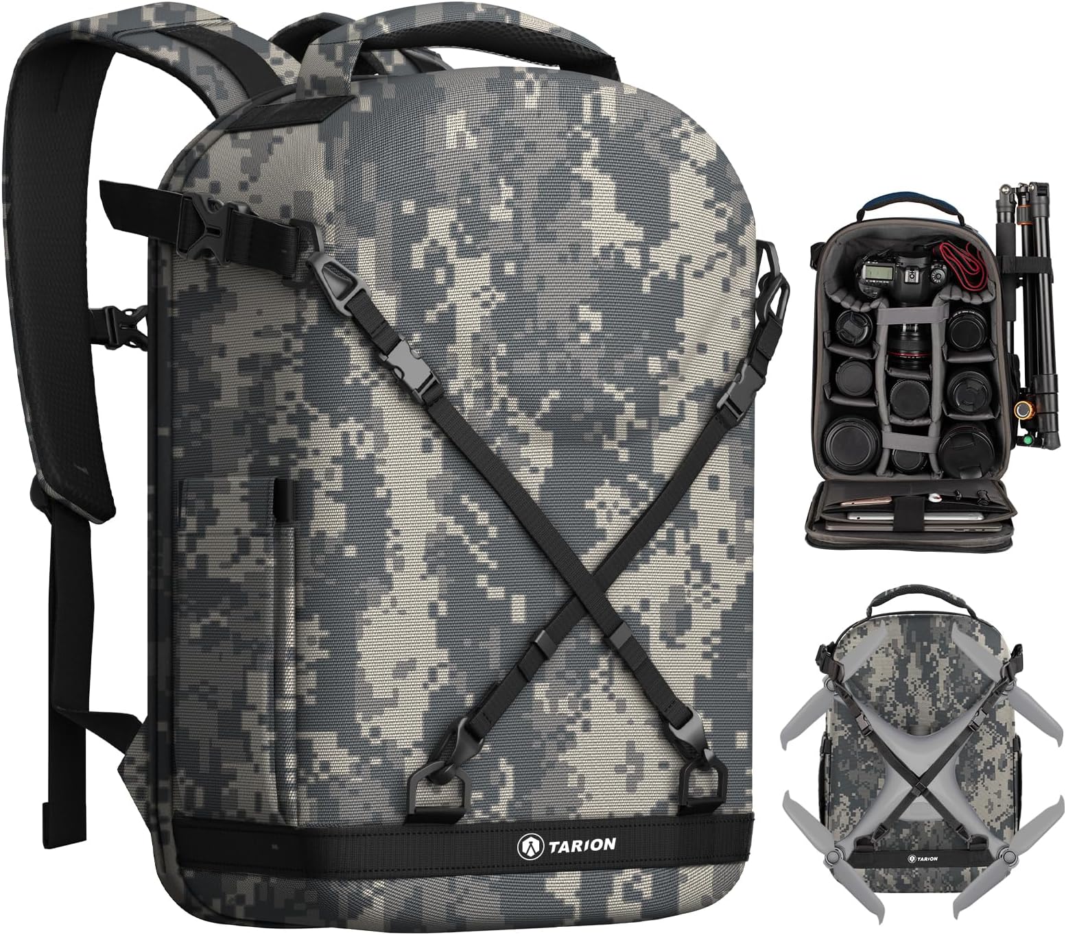 TARIONHard Case Camera Backpack: All-round Hardshell Camera Bag with Waterproof Raincover Laptop/Tripod Compartment TRH