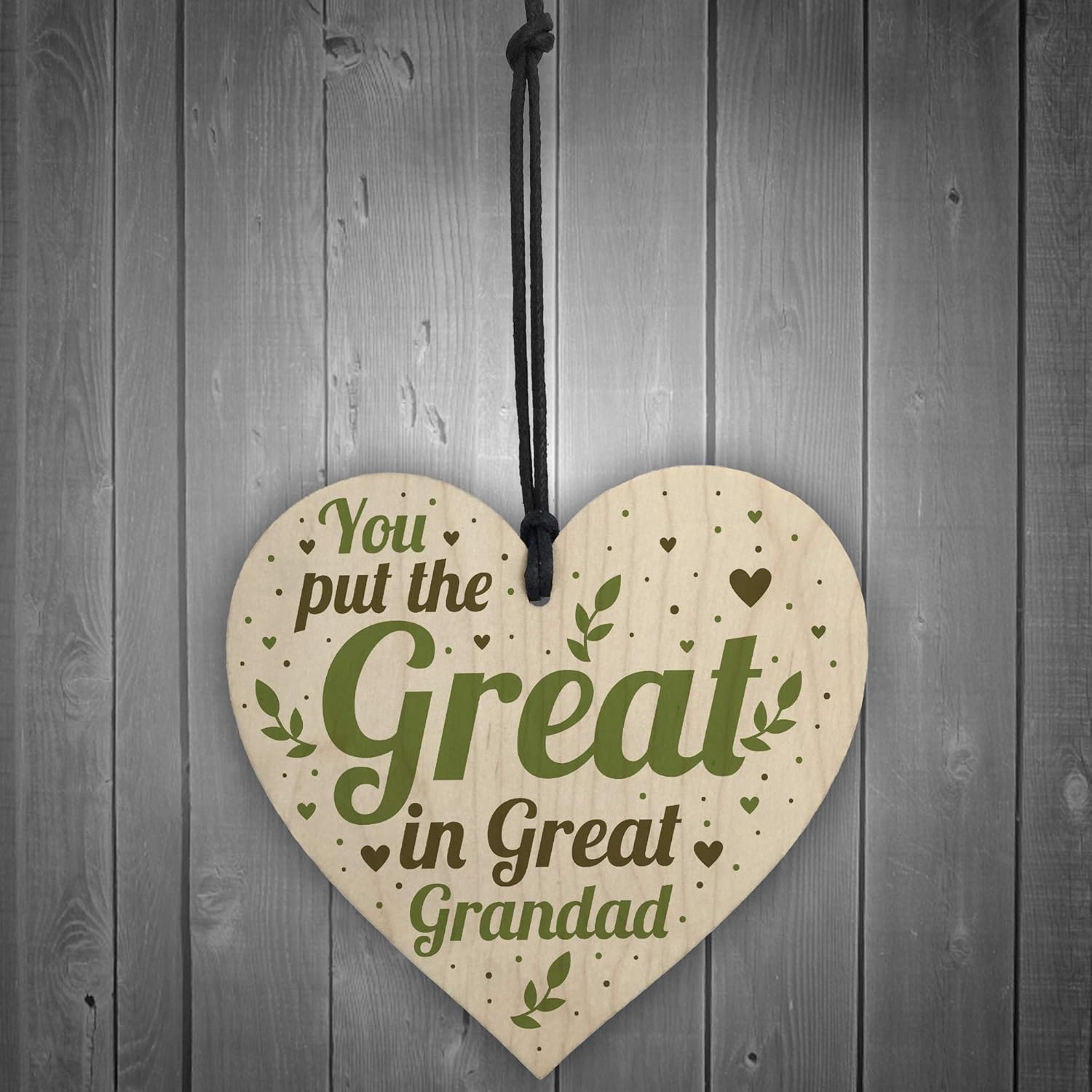 RED OCEAN Great Grandad Birthday Christmas Card Gifts Wooden Heart Gift From Grandchildren THANK YOU