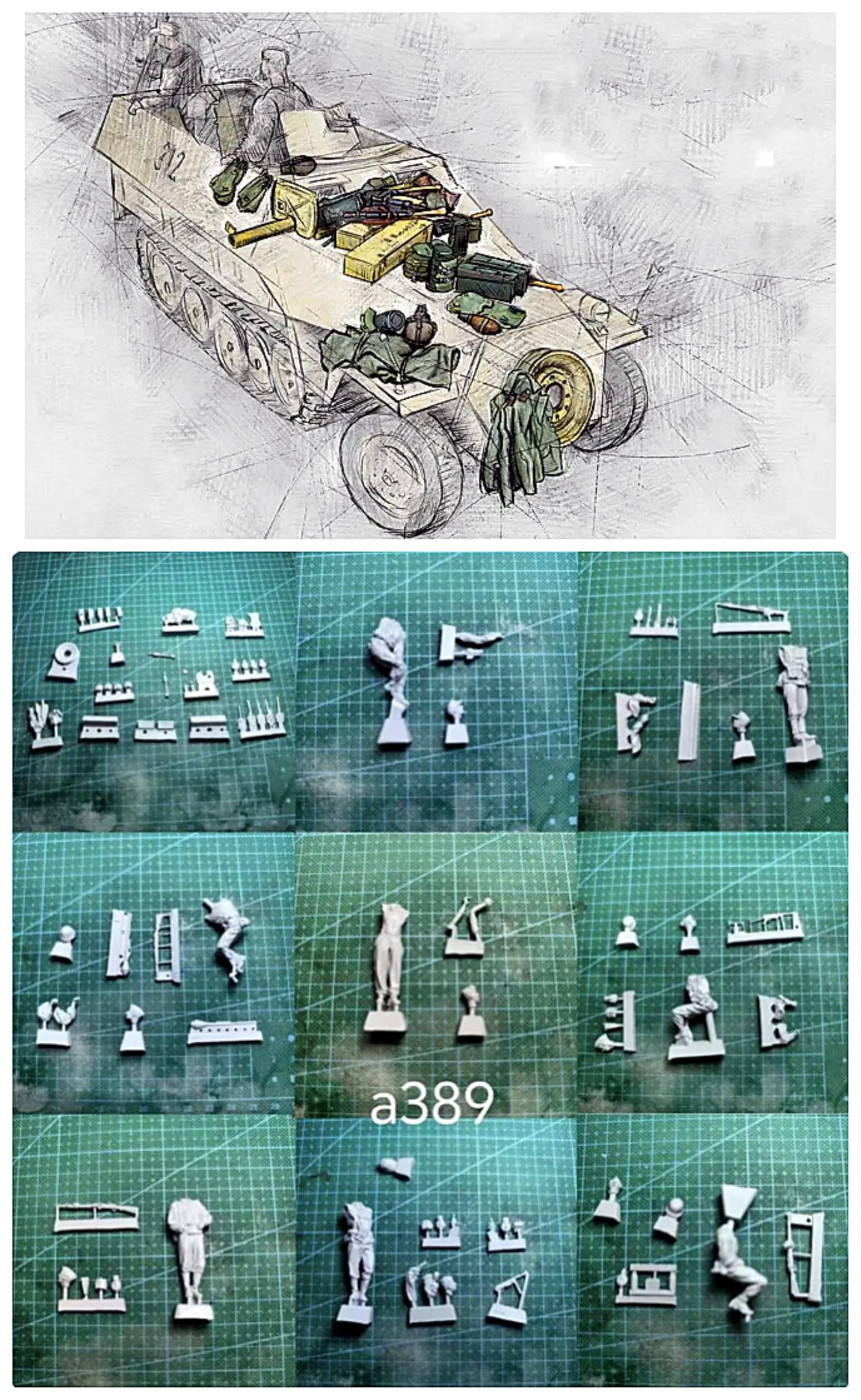 TRUEGRIS 1/35 WWII German Tank Soldier Resin Model Kit Unpainted and Unassembled (8 people, no tank) //k3w8J1