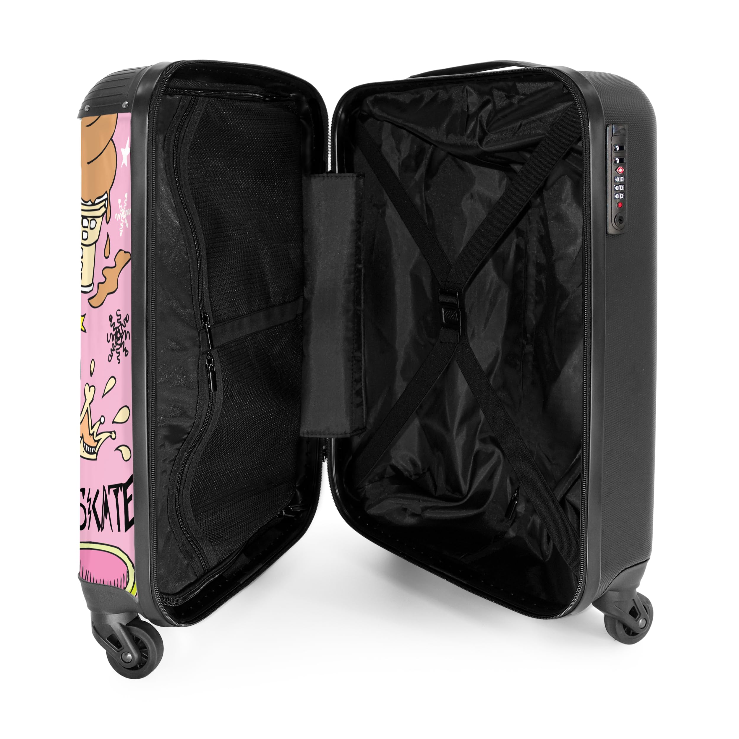 NoBoringSuitcases.com Bagage Enfant, Valise Cabine Fille, Valise Roulette Rose, Dessin de Licorne - 55x35x25cm