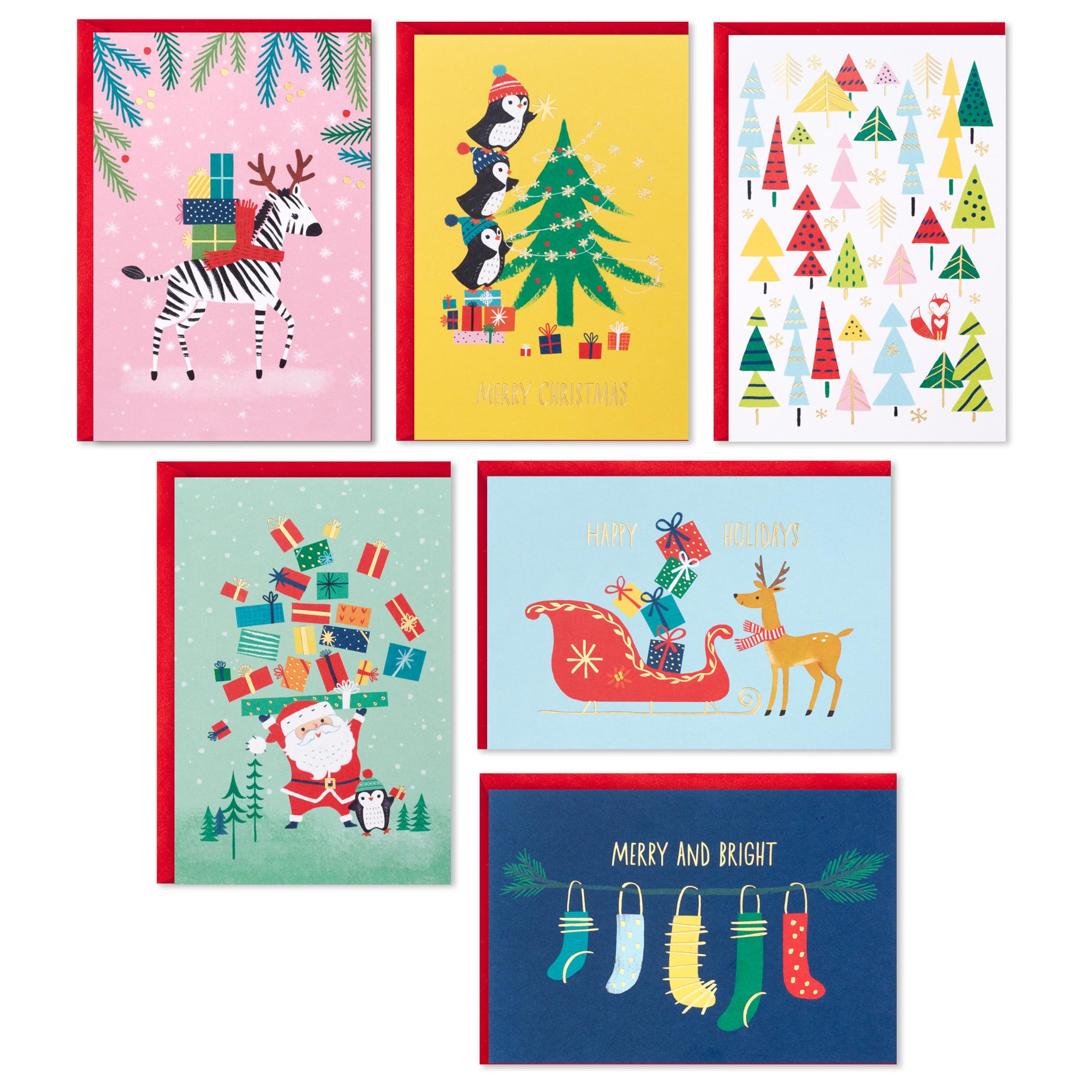 Hallmark Weihnachtskarten-Sortiment, buntes Vintage (6 Designs, 24 Karten mit Umschlägen)