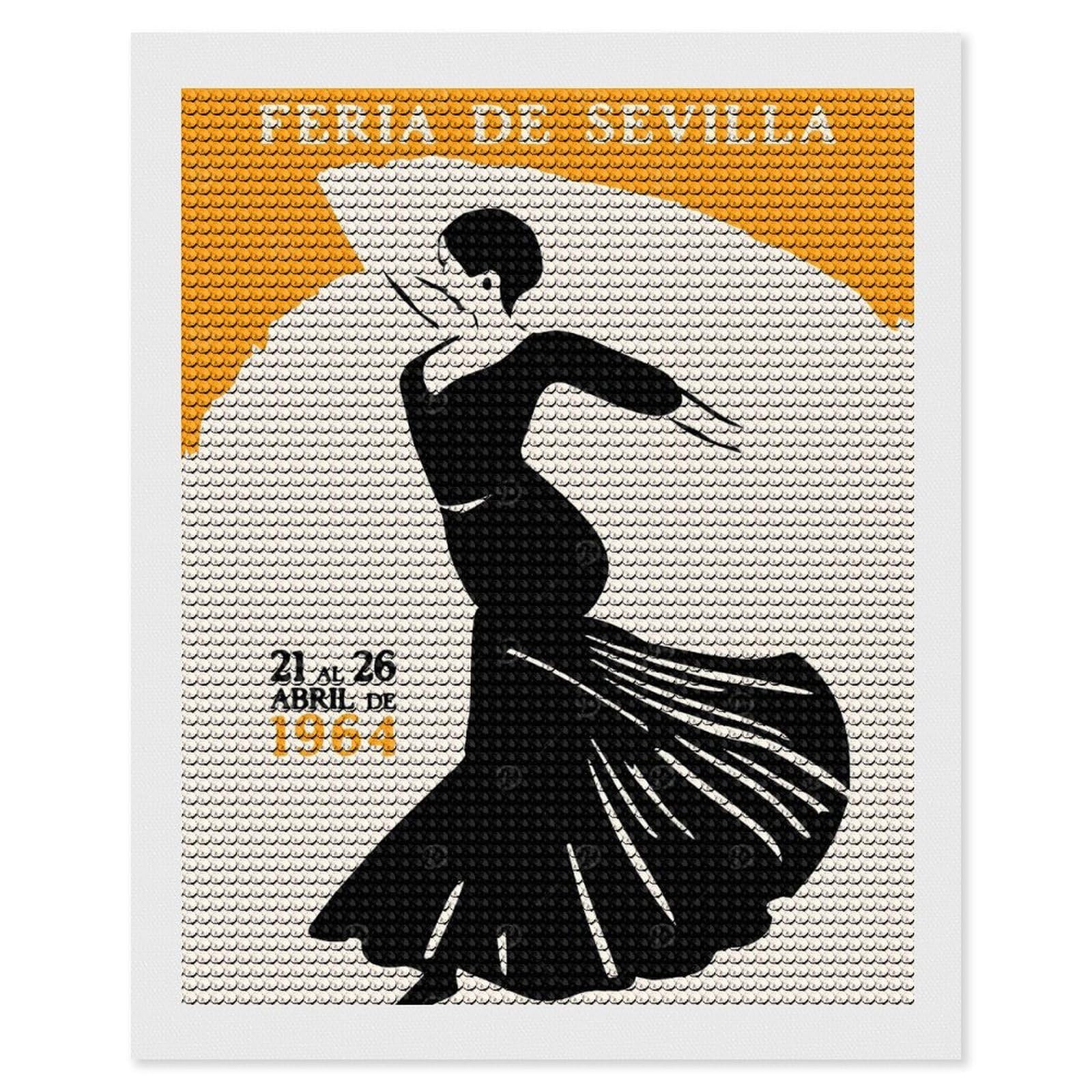 Junmoney Feria De Sevilla Dancer DIY Diamond Art Canvas Kit 16"x20", Christmas Gift, for Family Craft Time, Leisure Activity, Home Wall Art