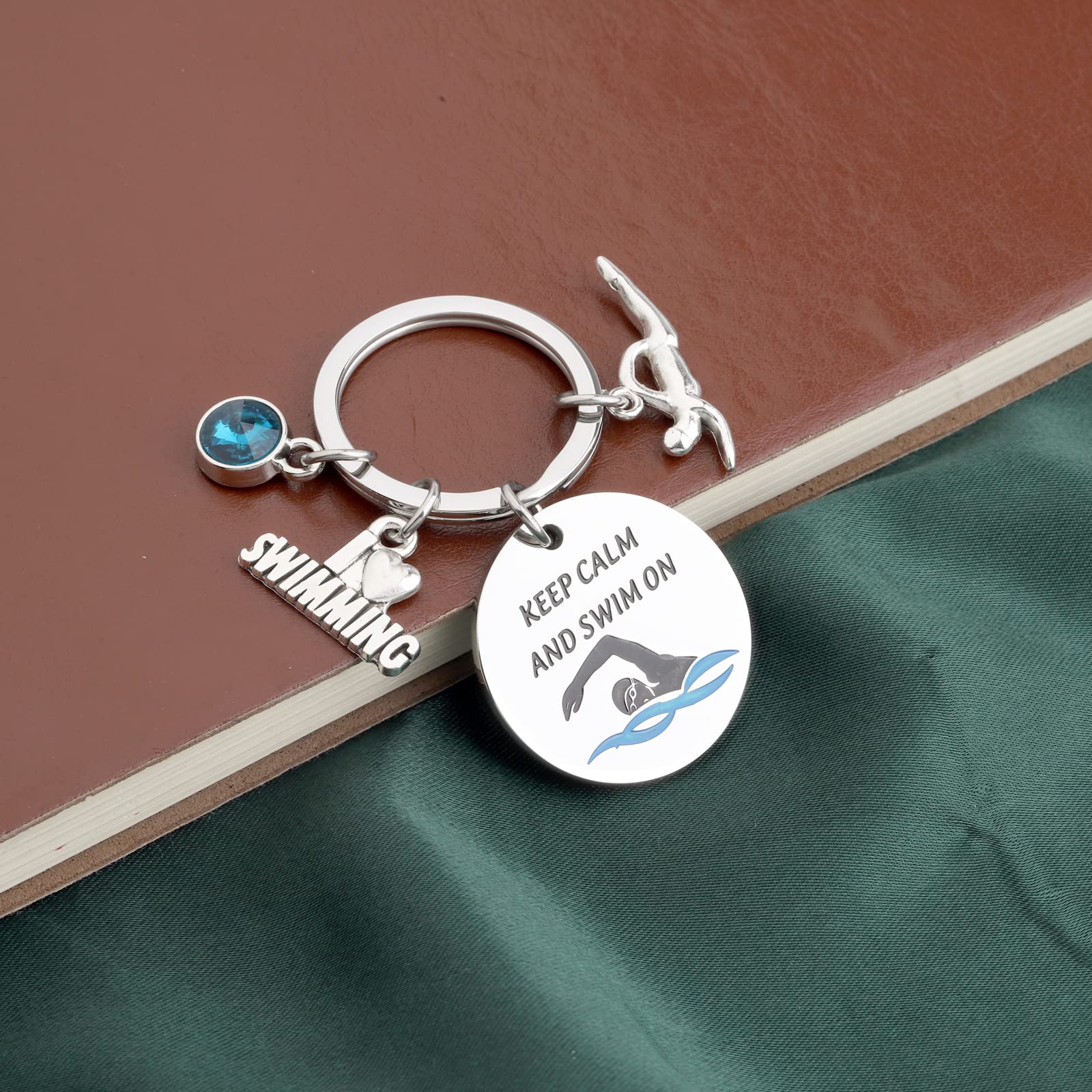Llavero de natación para amantes de la natación, regalo para mantener la calma y nadar en llavero para el equipo de natación amante de la natación, Mantenga la calma nadar 5