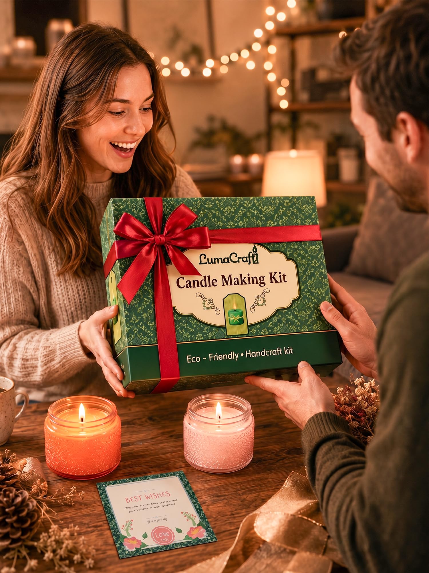 Forniture per la produzione di candele in cera di soia con cera di soia naturale, oli essenziali, tinture per candele e stoppini per candele, regalo fai da te per la casa