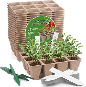 240 Cells Seed Starter Tray Kit, Biodegradable Peat Pots for Seedlings Trays, Plant Starter Seed Germination Kit with 40 Labels and 2 Transplant Tools 20, 240 Cells