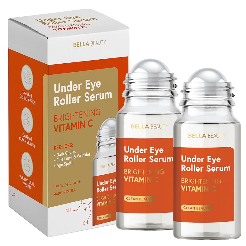 Bella Beauty Sérum para a Região dos Olhos com Vitamina C e Aplicador Roller, Pacote com 2