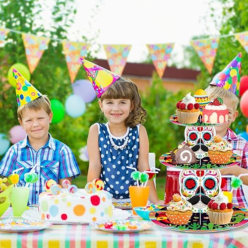 Miniatura 7 de Zopeal Soporte de 3 niveles para cupcakes mexicanos, decoraciones para fiestas de Taco Twosday, soporte para cupcakes de cactus, piñata, cinco de