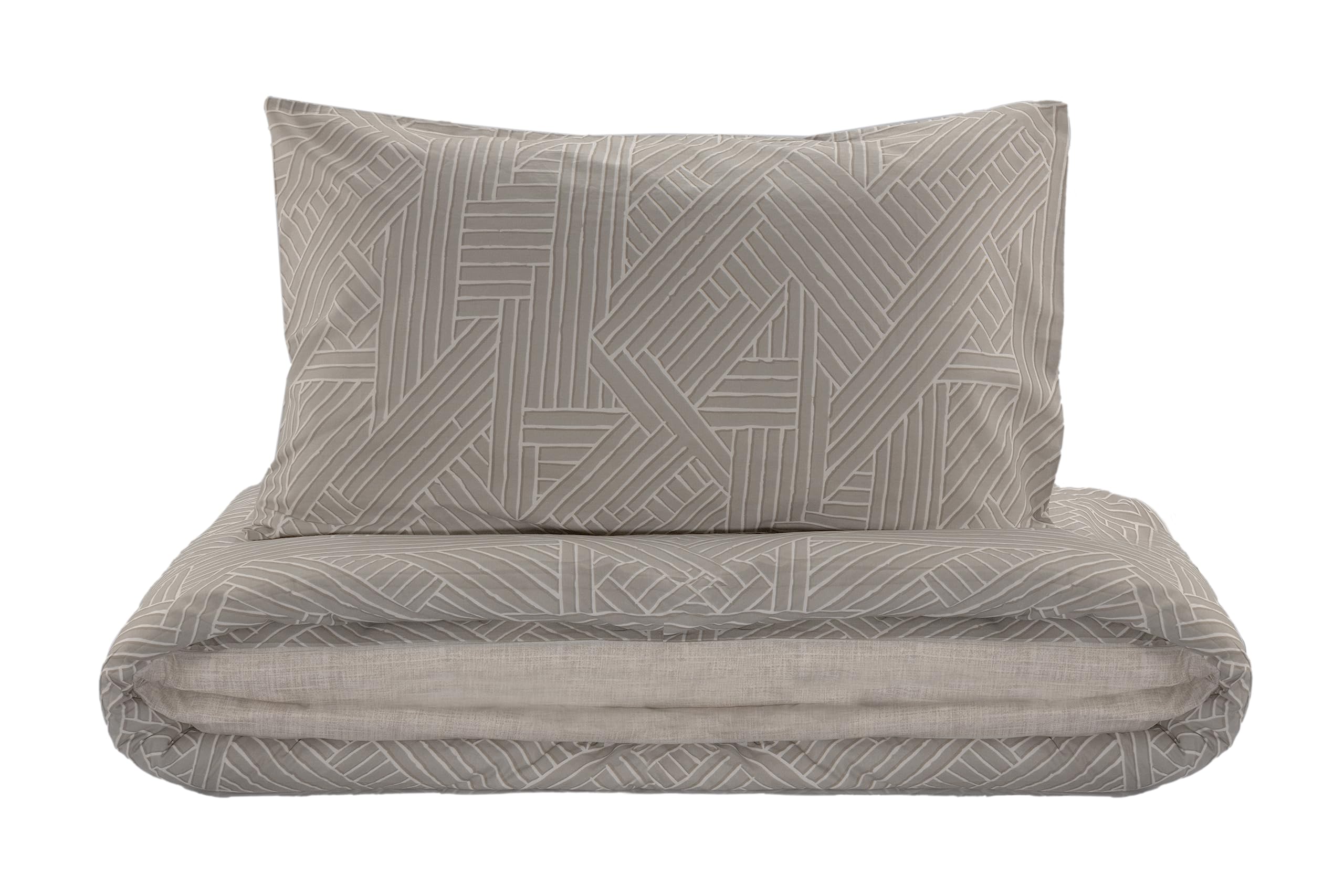 Le vie del Cotone, George Pure Cotton Duvet Cover Set, Grey, Queen-size bed