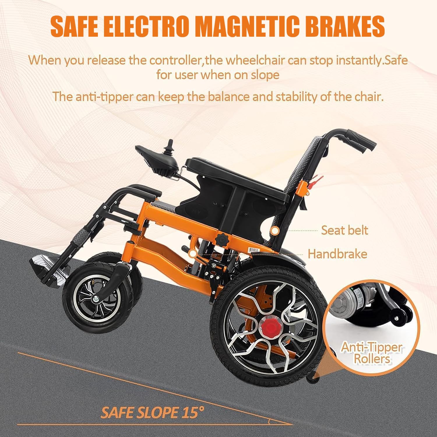Silla de ruedas eléctrica, todo terreno motorizada para adultos, silla de ruedas ligera y plegable con motores duales de 500 W