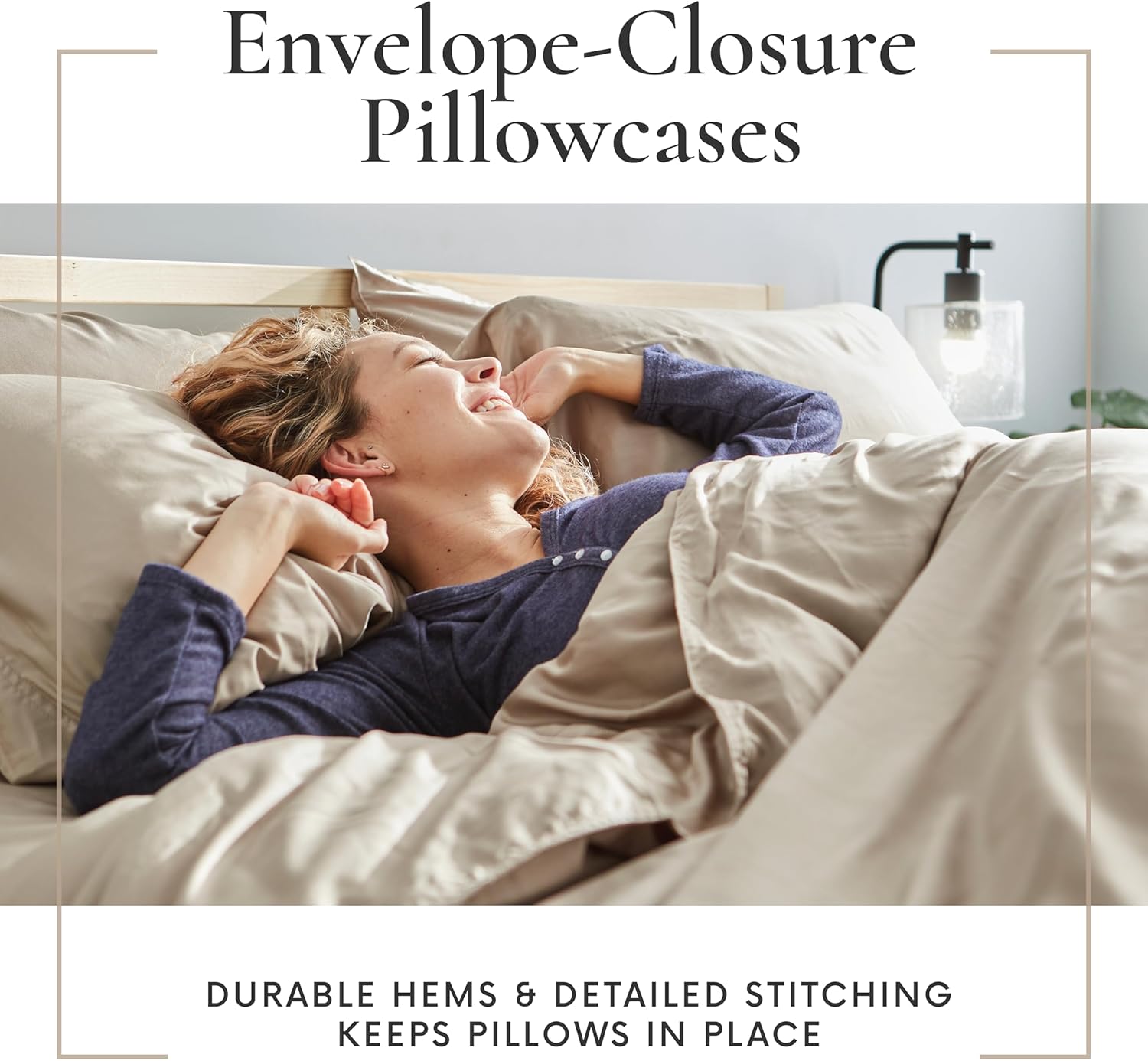 Bamboo Bay 6 Piece King Size Sheet Set, 100% Viscose Made from Bamboo, Breathable, Ultra Soft Cooling Bed Sheets for Hot Sleepers, Beddings with Deep Pockets Fit 16" Mattress, Sand Beige - Image 4