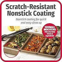 Vista 3 de GoodCook Bandeja Dividida Antiadherente de 11" x 17" – Bandeja de Cocina Texturizada 3 en 1, Fuente para Hornear, Bandeja para Horno de Acero al