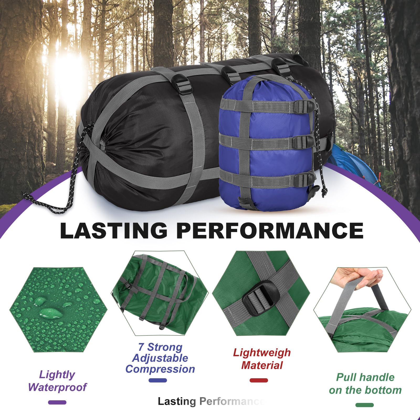 Paquete de 5 sacos de compresión ultraligeros de 6 l, 15 l, 25 l, 35 l, 45 l, ahorro de espacio, bolsa de mochilero para viajes, camping, senderismo al aire libre